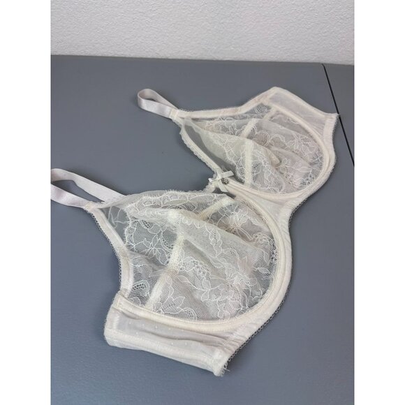 Wacoal women's 42D ivory retro chic full figure underwire bra unlined lace - Picture 2 of 5